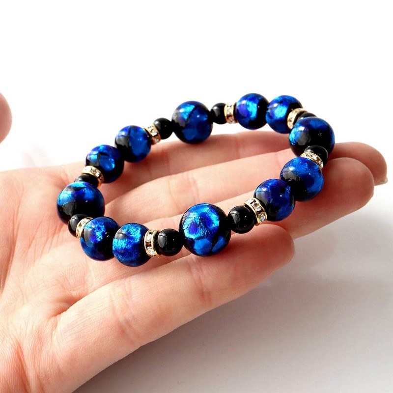 GOLD STONE Firefly Glass Blue Bracelet, Okinawa Power Stone, Inner