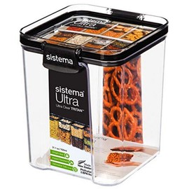 Sistema Ultra Collection Square Food Storage Container, 31.1 oz./0.9 L, Clear/Black