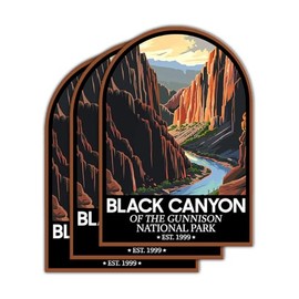 (3 Psc) Black Canyon of The Gunnison National Park Sticker - Nature Decal - Camping Decal for Nature Lover Or Camper - Hiking Inspired Gift for Friends - Sticker 3 Inch for Laptop Water Bottles