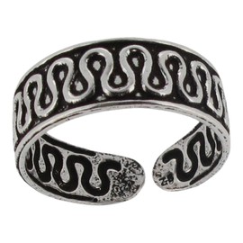 Touch Jewellery 925 Sterling Silver Wavy Dot Design Toe Ring with Oxidized Detail