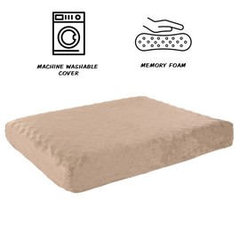 Memory Foam– 2-Layer Orthopedic Dog Bed with Machine Washable Cover - 26 x 19 for Medium Dogs up to 40lbs by PETMAKER (Tan)