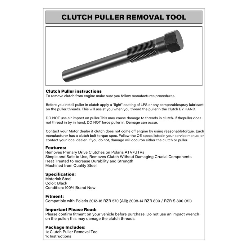 Premium PA-48595 Primary Clutch Puller Removal Tool Fit for Polaris