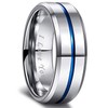 Greenpod 8MM Tungsten Carbide Rings Silver Blue High Polished Beveled