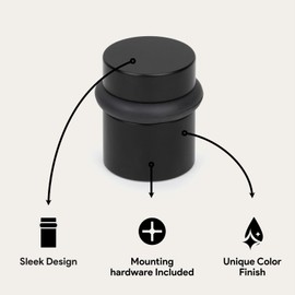 Mega Handles Floor Door Stopper - Black Door Stopper Quickly Installed Wall Protector, Wall Protectors from Door Knobs, Door Stop Floor Mount with mounting Hardware Included - Matte Black - 1.5 Inch