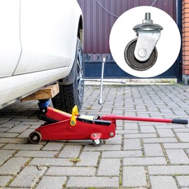 2 Pcs Floor Jack Replacement Parts, 3 Ton Double Pump Caster Wheels, 12mm Threaded Swivel Casters with Reinforced Guide Wheels for Floor Jacks