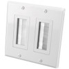 iMBAPrice® Dual Gang Wall Plate with Brush Bristles - White