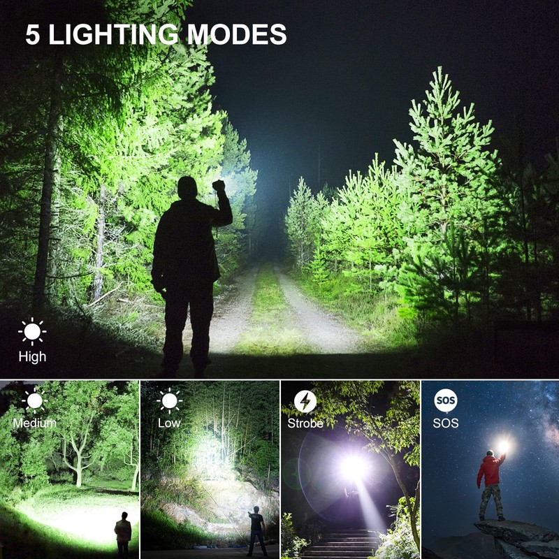 Rechargeable Flashlights 990,000 High Lumens 2 Pack, Led Super Bright