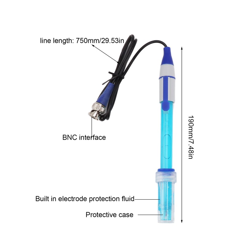 PH Electrode Probe BNC Interface Rechargeable Composite PH Detection Module