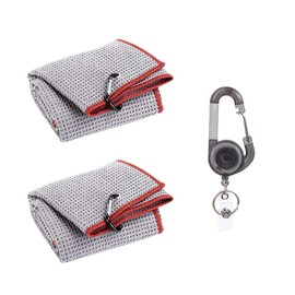 YOMIN SONGU Golf Towel Set, Clean, Golf Brush, Golf Towel, Retractable Carabiner, Golf Cleaning Kit, Maintenance Tool, Storeable, Soles, Towel, Club Cleaning Beginner, Outdoor, Golf Sports Equipment,