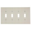 Leviton 80512-T 4-Gang Toggle Light Switch Wall Plate, Midway Size,