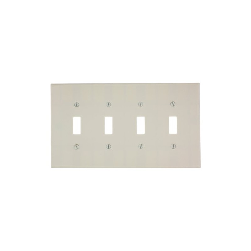 Leviton 80512-T 4-Gang Toggle Light Switch Wall Plate, Midway Size,