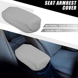 X AUTOHAUX Car Center Console Armrest Cover 36x15cm Center Console Protect Cover for Honda Civic 2012-2015 Faux Leather Gray with Gray Stitches
