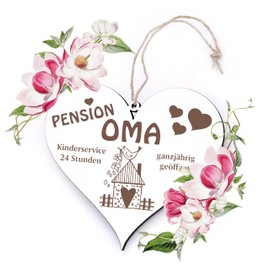 Dekolando Gift Pension Grandma, Open All Year Round Heart – 12 cm x 13 cm – Gifts Grandparents Grandparents Grandparents
