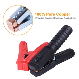 1500A Battery Jumper Cable Clamp, Heavy Duty Crocodile Clamp, Stable Performance for Truck Automotive Electrical Battery Jumper Cables 2PCS Red+Black