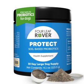 Four Leaf Rover Protect - Probiotics for Dogs - Veterinarian Formulated - with Natural Prebiotics and Antioxidants - Detoxification & Gut Health - 30 Day Large Dog Supply