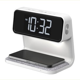 ADESSO Alarm Clock Digital Wireless Charging Clock with Bed Light QA-04 White