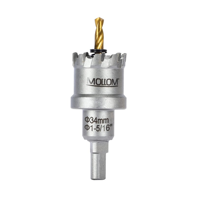 Mollom (1-5/16''|34mm) Heavy Duty Carbide Hole Saw with 2 Pilot