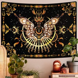 KoovDem Butterfly Tapestry - Moth Wall Hanging, UV Resistant, Waterproof, Machine Washable, Lightweight, Psychedelic Bedroom Aesthetic Decor for Bedroom, Living Room, Yoga Room - 47.64x35.43 Inch