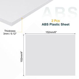 sourcing map 2 Pack ABS Plastic Sheet, 0.12" Thick 4"x6" Flexible Hard Plastic Sheet, Heat Moldable Panel for DIY Crafts Home Decoration, White