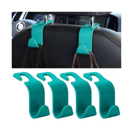 Hanemia Car Seat Headrest Hook, 4PCS Vehicle Seat Back Hanger Storage Organizer for Purse Bag Coat, Auto Interior Hanging Holder Organization Accessories, Universal for SUV Sedan Truck (Cyan)
