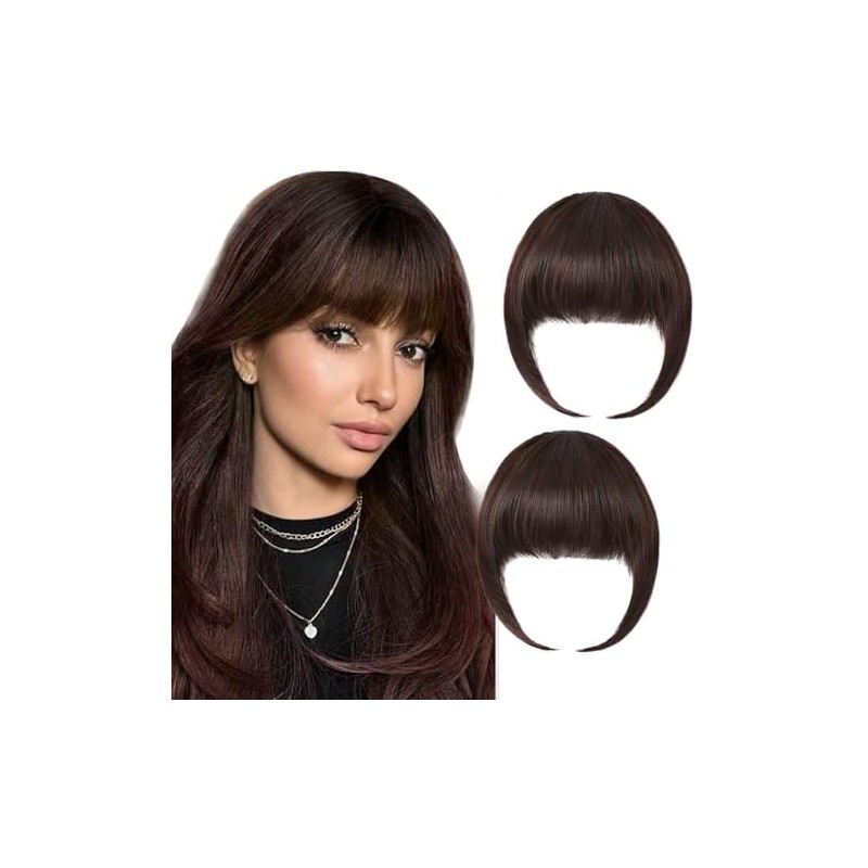 2 Extensión de Flequillo, Flequillo de Cabello Humano con Clip