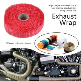 Exhaust Pipe Insulation Tape, 5 M Car Insulation Tape 4 Stainless Steel Cable Ties Fiberglass Exhaust Pipe Insulation Wrap Fiberglass Exhaust Pipe Insulation Wrap Rolls(red)
