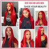 36 Inch Red Straight Lace Front Wigs Human Hair Wigs