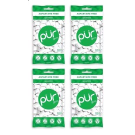 PUR Xylitol Chewing Gum SPEARMINT (55 Pieces, 4 Pack) Sugarless Vegan Pure