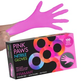 FRAMAR FRAMAR Pink Gloves Disposable Latex Free ?C Pink Nitrile Gloves Medium, Latex Free Gloves Medium, Plastic Gloves Disposable, Guantes de Nitrilo, Cleaning Gloves Medium, Non Latex Gloves