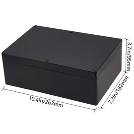 Junction Box, Zulkit Project Box IP65 Waterproof Outdoor Box ABS Plastic Electrical Boxes Electronic Enclosure Black 10.4 x 7.2 x 3.7 inch (263 x 182 x 95 mm)(Pack of 1)