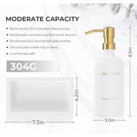 Kitchen Soap Dispenser Set with Tray - Hand and Dish Soap Dispenser for Kitchen,Modern Kitchen Decor & Accessories. (Gold)