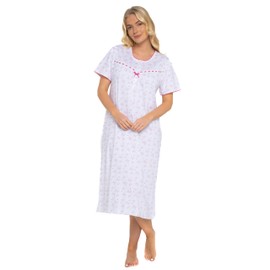 Ladies Short Sleeved 100% Cotton Jersey Butterfly Print Nightdress. Cerise, Navy, Lilac or Coral.Sizes 8-10 12-14 16-18 20-22 24-26 28-30 (New Pink 2, 24-26)