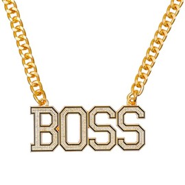 ghfucs Huge Boss Necklace Hip Hop Boss Pendant Gold Cain For Men