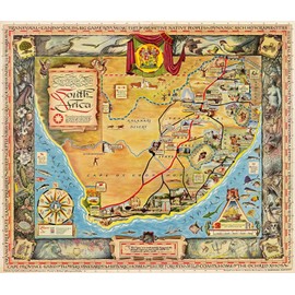 MAGNET 1950s South Africa Historic Vintage Style StoryWall Map Magnet Vinyl Magnetic Sheet for Lockers, Cars, Signs, refrigerator 5"