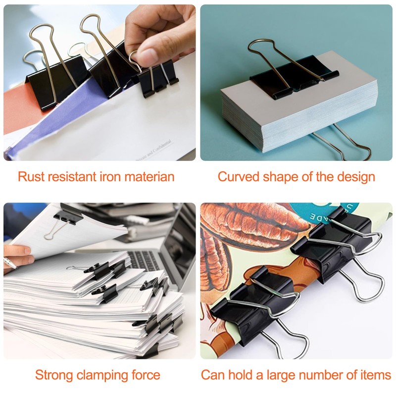 Mesybveo Pack of 100 Foldback Clips, 15 mm / 19