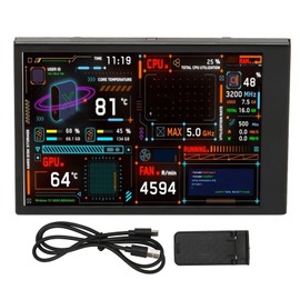Computer Temperature Monitor, 3.5 Inch Display, Data Display, USB C Interface, Customizable Layout, Brightness Adjustment, Black, for Win System
