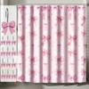 UMACWIN Pink Bow Shower Curtain with Hooks Decorative, Aesthetic Cute