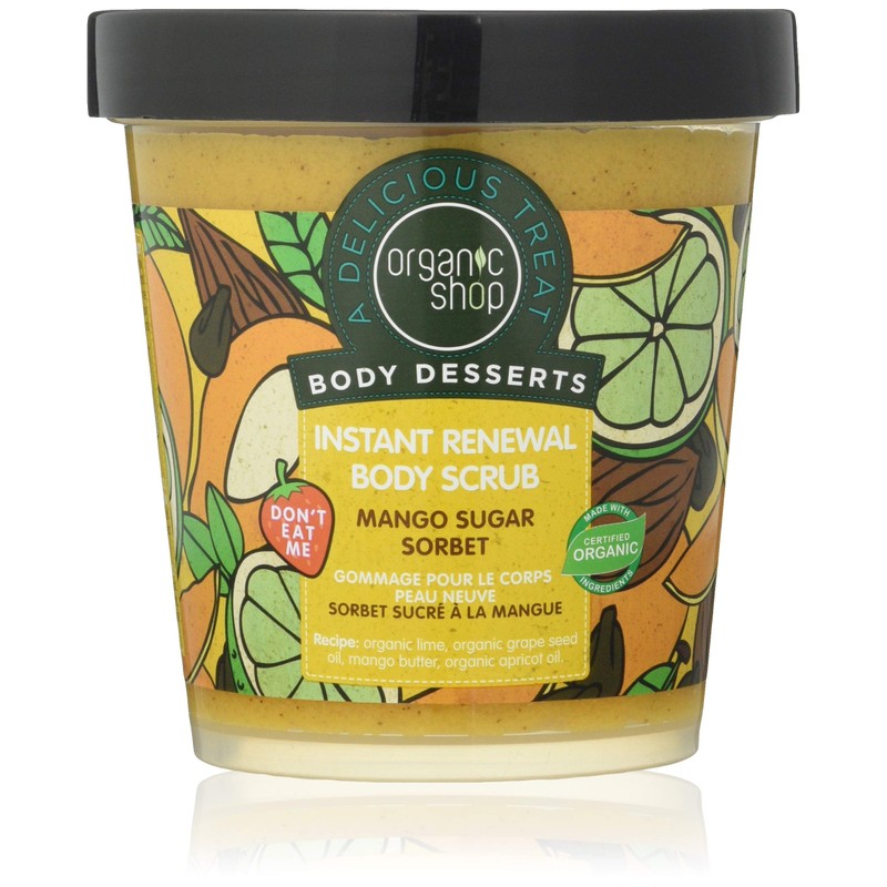 Organic Shop Mango Sugar Sorbet Instant Renewal Body Scrub, 450