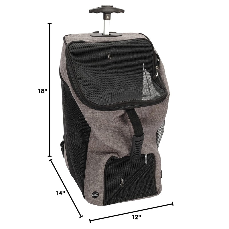 Dogit Explorer Backpack Carrier, Soft Small Dog Travel Carrier,Black,Rolling Backpack,77565