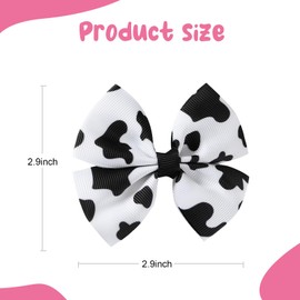 4 Pack Baby Girls Cow Print Hair Bow Clips Toddler Cowgirl Country Birthday Party Gift Costume Accessories 3 Inch