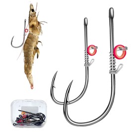 Ganchos de pesca para camarones vivos de acero al carbono con agujeros, ganchos de pesca de 2/3/4, que se pueden adaptar a varios tipos de pesca (juego de 2/0 x 10 unidades, 3/0 x 10 unidades, 4/0 x