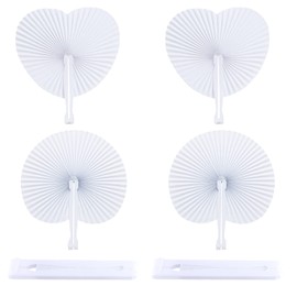 4 Pieces Wedding Hand Fan Paper Fan Wedding White Folding Fan Wedding Fan Fecher Women's Wedding Pocket Fan Foldable for Summer Occasions Party DIY Wall Decoration