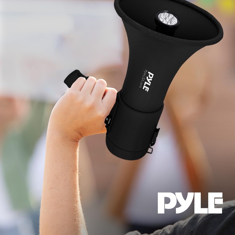 Pyle Portable Compact PA Megaphone Speaker with Alarm Siren &