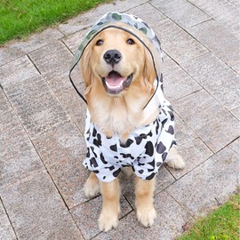 Harikaji Dog Raincoat, Tail Protect Legs Cover Cow Cosplay Raincoat Costume Cute Animals Pattern Raincoat Jacket for Medium Large Dogs 5XL
