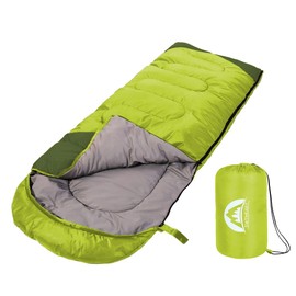 SWTMERRY Sleeping Bag 3 Seasons (Summer, Spring, Fall) Warm & Cool Weather - Lightweight,Waterproof Indoor & Outdoor Use for Kids, Teens & Adults for Camping Hiking, Backpacking and Survival (Green)