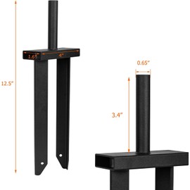 VANROUG Flagpole Ground Stake Metal Black Tube 21.5cm 10cm 640g for Flags, Parasols, Lights, Fishing Rods