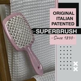 Janeke Superbrush Detangler Brush Anti-static Hairbrush Easy For Wet or Dry Use Flexible with Nylon Bristle Great for All Hair Types - Long Thick Curly -The Original Italian Patent ( Pink )