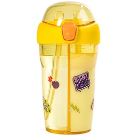 GEITOO Bottle Water Bottle, 430ml Portable Straw Sports Water Bottle, BPA Free Plastic Water Bottle, 2 Straws and 2 Separate Water Bottles, Holds 2 Different Beverages, Portable and Convenient Leak