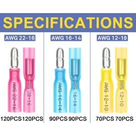 haisstronica 560PCS Heat Shrink Bullet Connectors, AWG 22-10 Male Female Wire Connectors, Quick Disconnect Electrical Bullet Connectors Kit