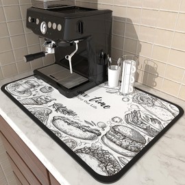 Bordedor - Tapete de café para bar de café, hule absorbente de manchas, secado rápido, apto para cafetera, almohadilla de encimera de cocina con respaldo de goma antideslizante (12 x 19 pulgadas)